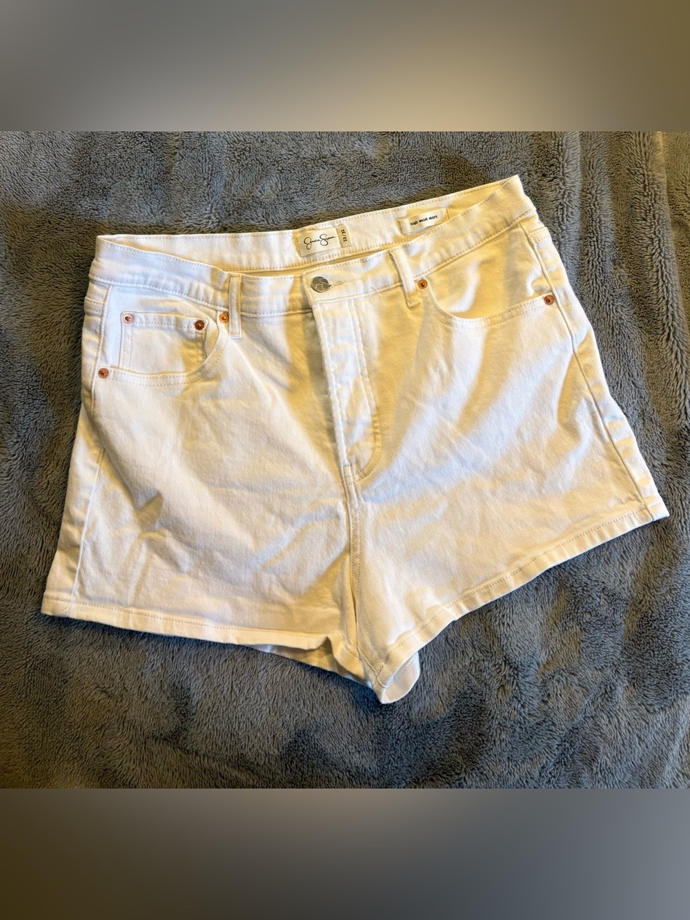 Jessica Simpson White Denim High-Waist Shorts